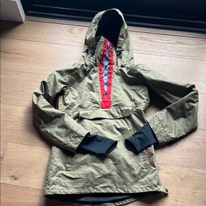 Stylish Olive and Red Women's Ski Jacket by Airblaster